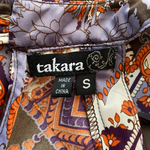 Takara Key Hole Back Beaded Collar Paisley Halter Top Sz S - Picture 6 of 8